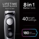 Braun All-in-One Trimmer for Men BT9520, Cordless with 180-Min Runtime, Lifetime Sharp Metal Blades, Waterproof, Precision Comb, 50+ Length Settings, Premium Case, 8-in-1