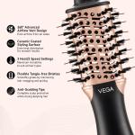 VEGA Litstyle L3 Volumizer Hair Blow Dryer Brush With 3 Heat/2 Speed Settings, 360° Airflow Vent, 3 in 1 Compact Hot Air Brush For Women, Tourmaline Ceramic Coated Barrel, 500 Watts, (VHSD-03)