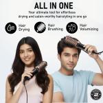 VEGA Litstyle L3 Volumizer Hair Blow Dryer Brush With 3 Heat/2 Speed Settings, 360° Airflow Vent, 3 in 1 Compact Hot Air Brush For Women, Tourmaline Ceramic Coated Barrel, 500 Watts, (VHSD-03)